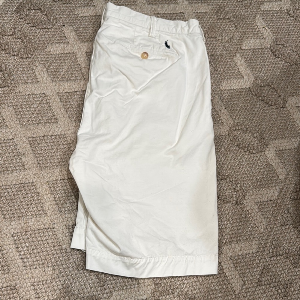 Ralph Lauren White Flat Front Men Shorts